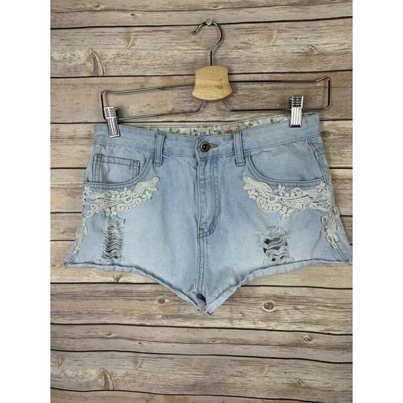 Forever 21 Size 29 Denim Booty Shorts Distressed - Picture 1 of 8